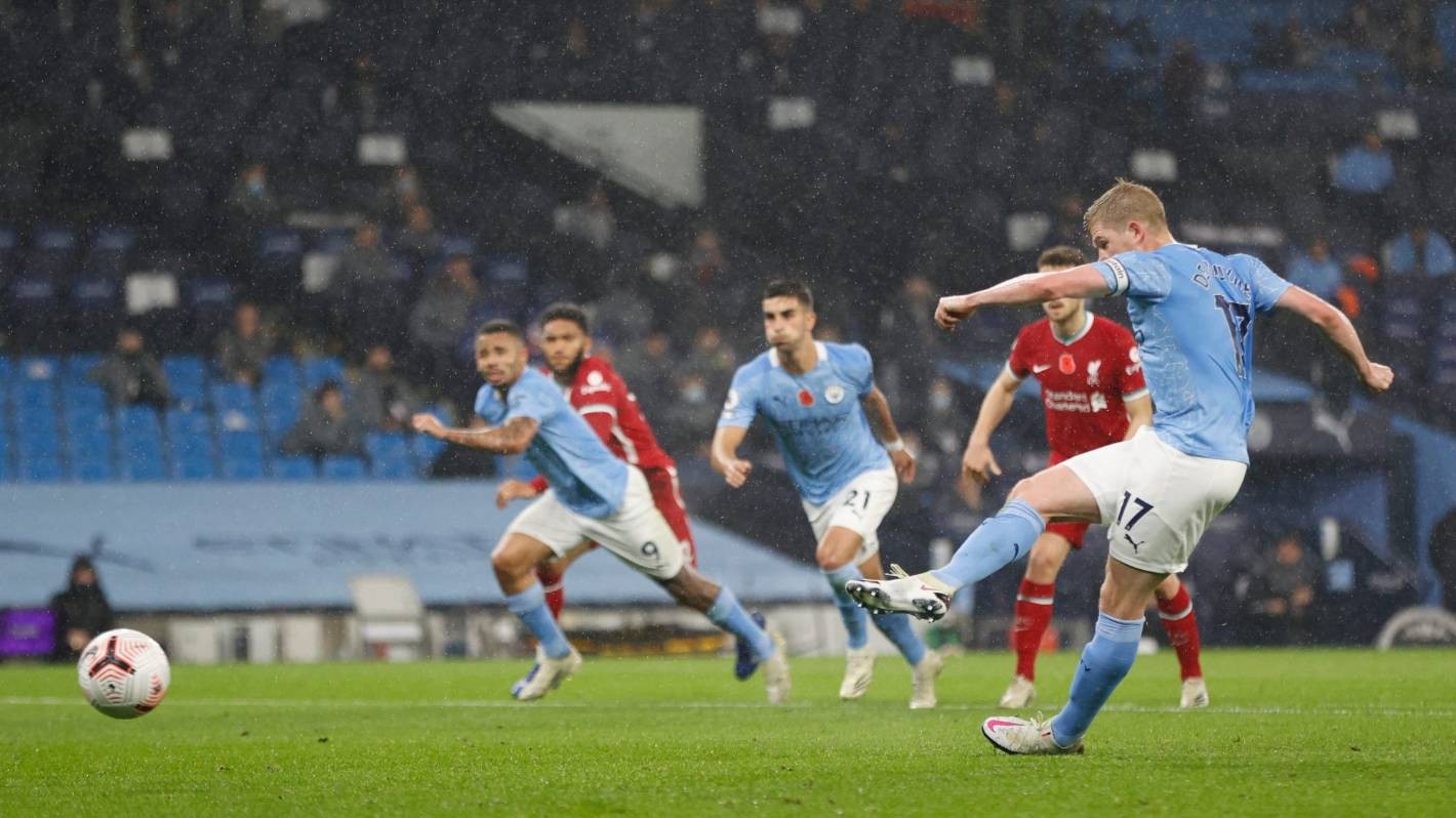 De Bruyne misses penalty as Man City held 1-1 by Liverpool