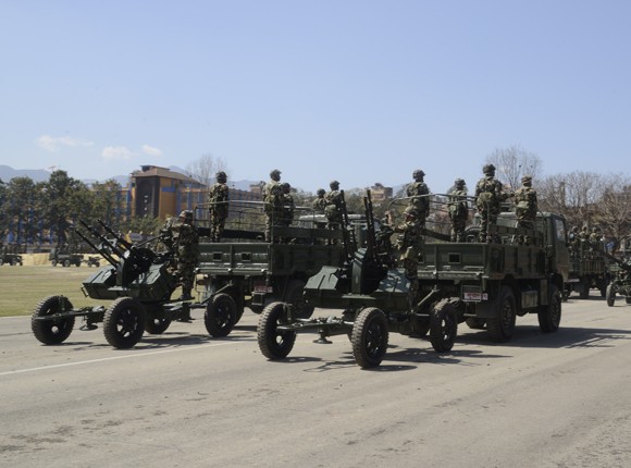 Nepali Army holding regular drill with APCs in Kathmandu Valley tonight