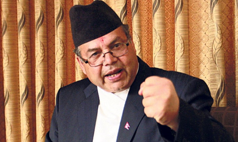 Leader Khanal undergoing treatment with oxygen support