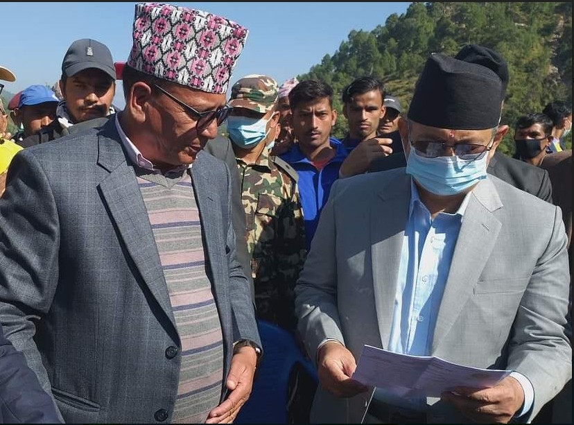 Acting PM Khand inspects flood-hit areas in Dadeldhura