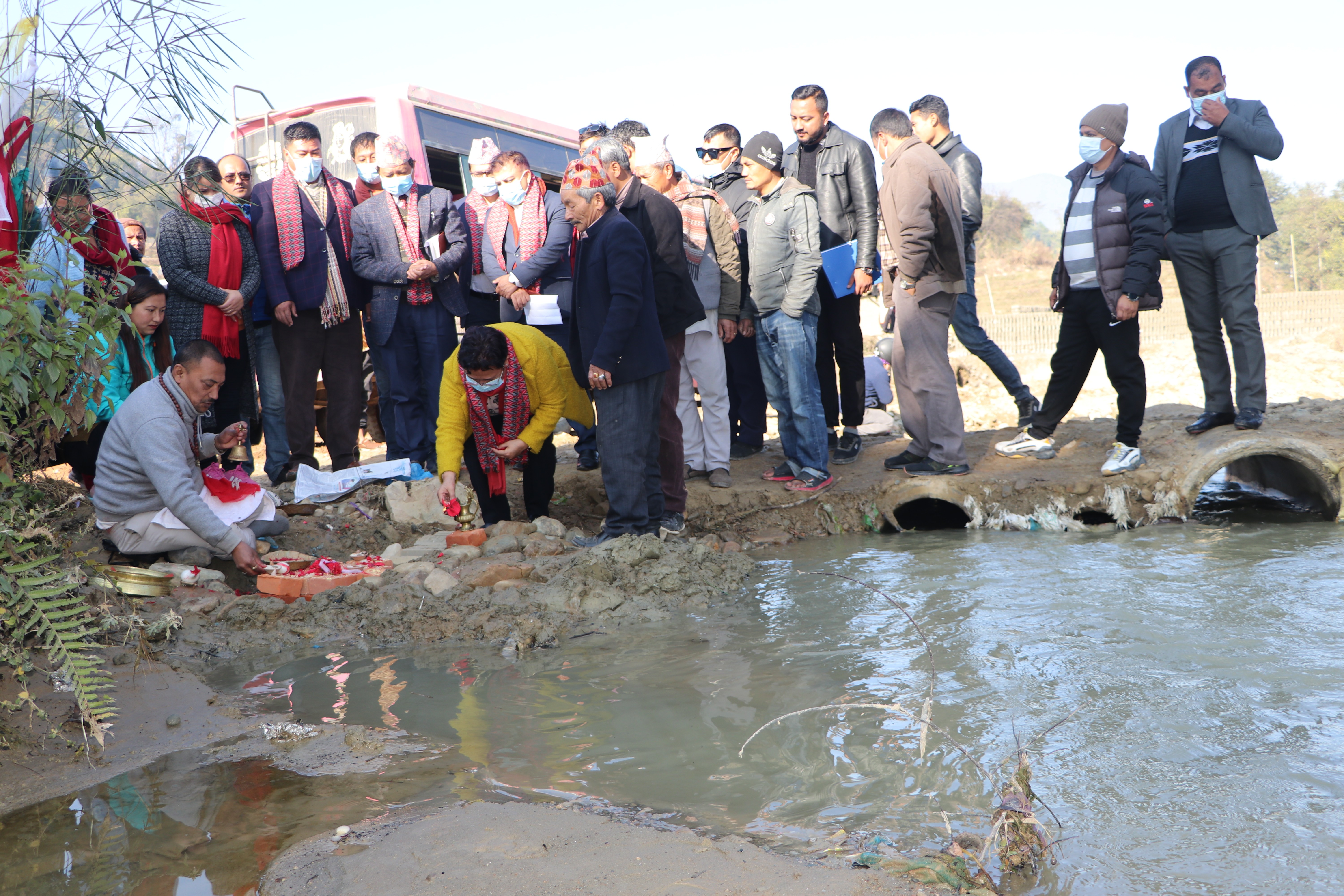 Minister Bhusal lays foundation stone for Khokana Rajkulo Muhan canal