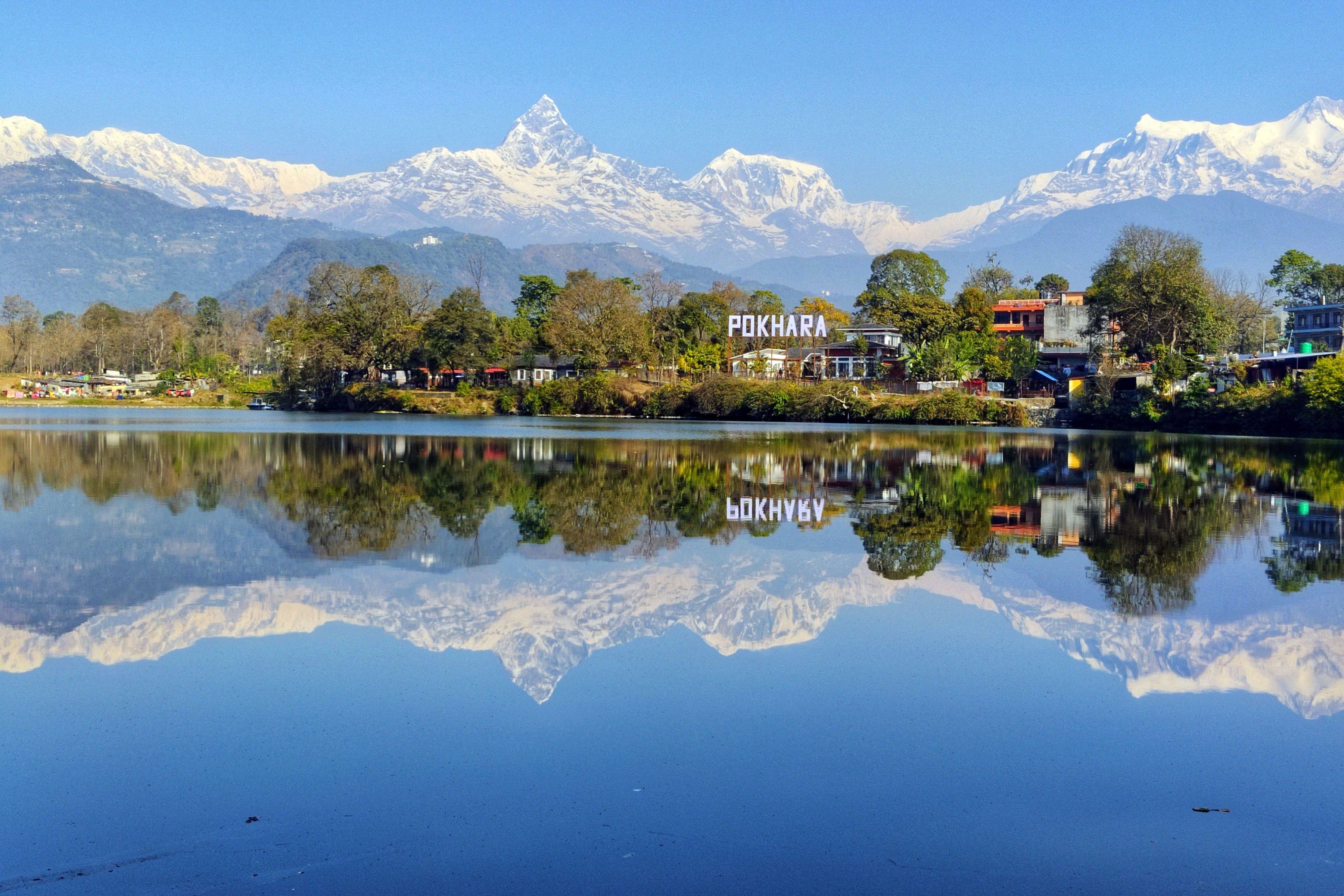 The shadow of the Fishtail Mountain in the fewatal