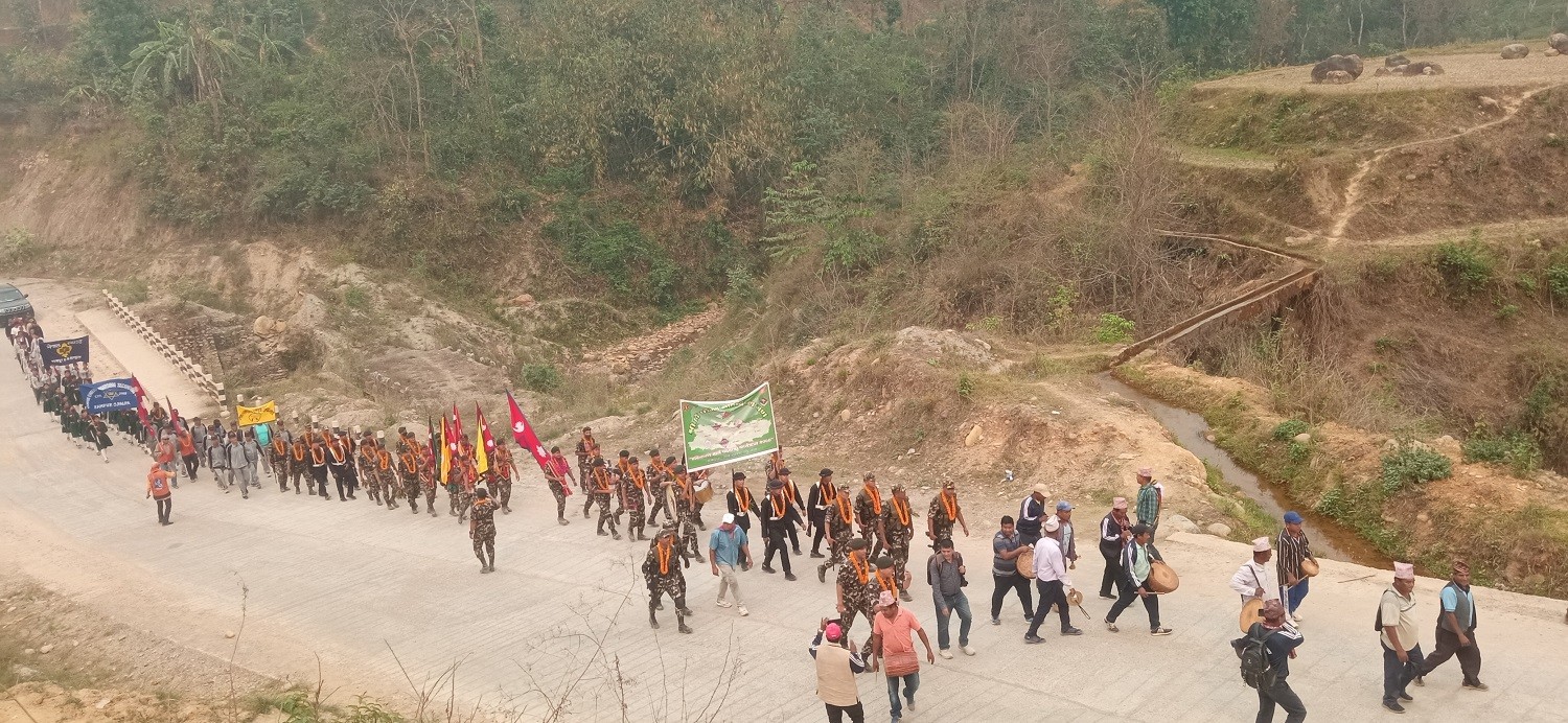 गोरखा–जितगढी पदयात्रा : सेनाको टोली पाल्पामा